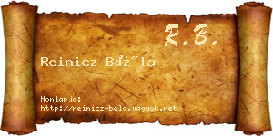Reinicz Béla névjegykártya